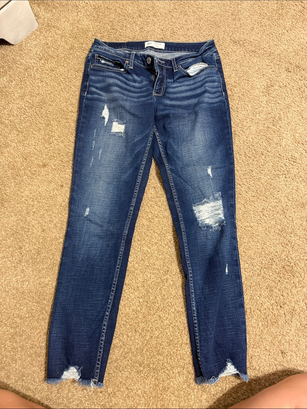 BKE Dark Blue Distressed Skinny Jeans